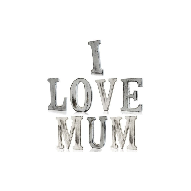 Shabby Chic Wooden Letters - I LOVE MUM (8 Letters) - My Vitamin Shop