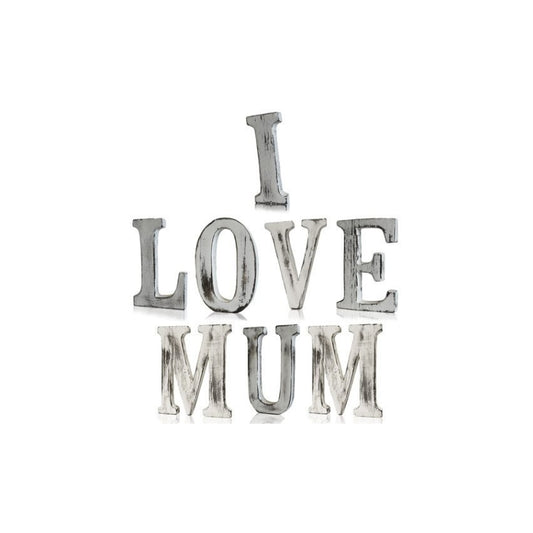 Shabby Chic Wooden Letters - I LOVE MUM (8 Letters) - My Vitamin Shop