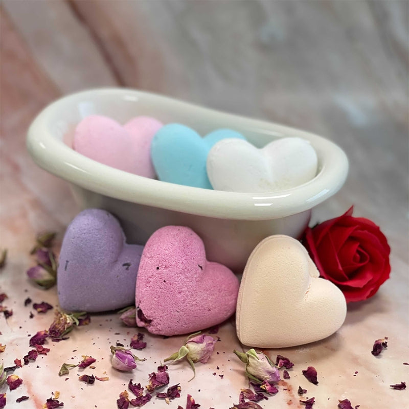 Set of 6 Mixed Love Heart Bath Bombs 70g - My Vitamin Shop