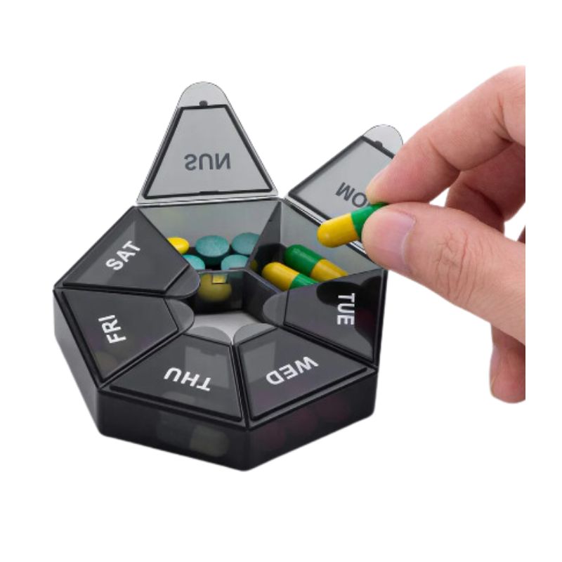 Mini Round 7 Day Pill Dispenser Medicine Tablet Storage Organiser Weekly Box - My Vitamin Shop