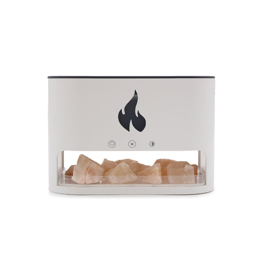 White Blaze Aroma Diffuser - Himalayan Salt Chamber - USB-C - Flame Effect (Salt included) - My Vitamin Shop