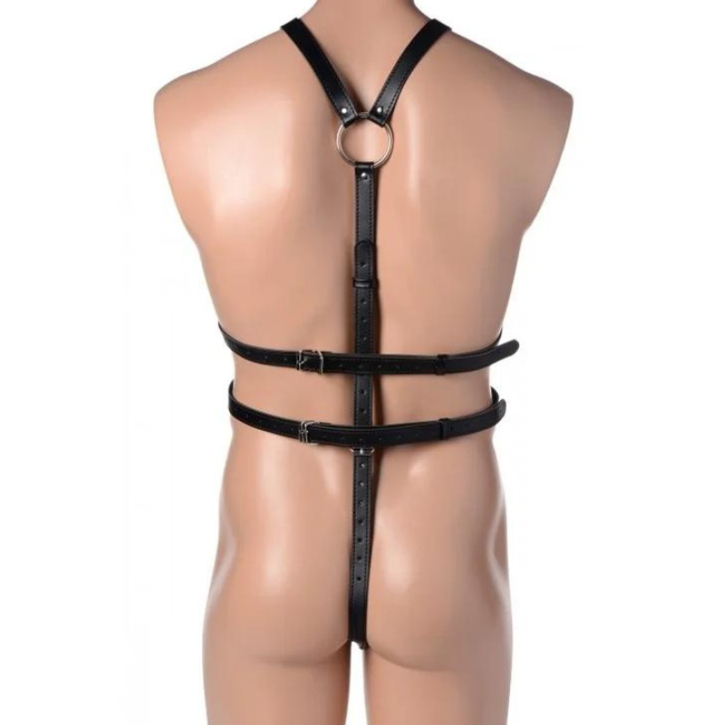 Strict Male Full Body Harness Black BDSM Bondage Faux Leather