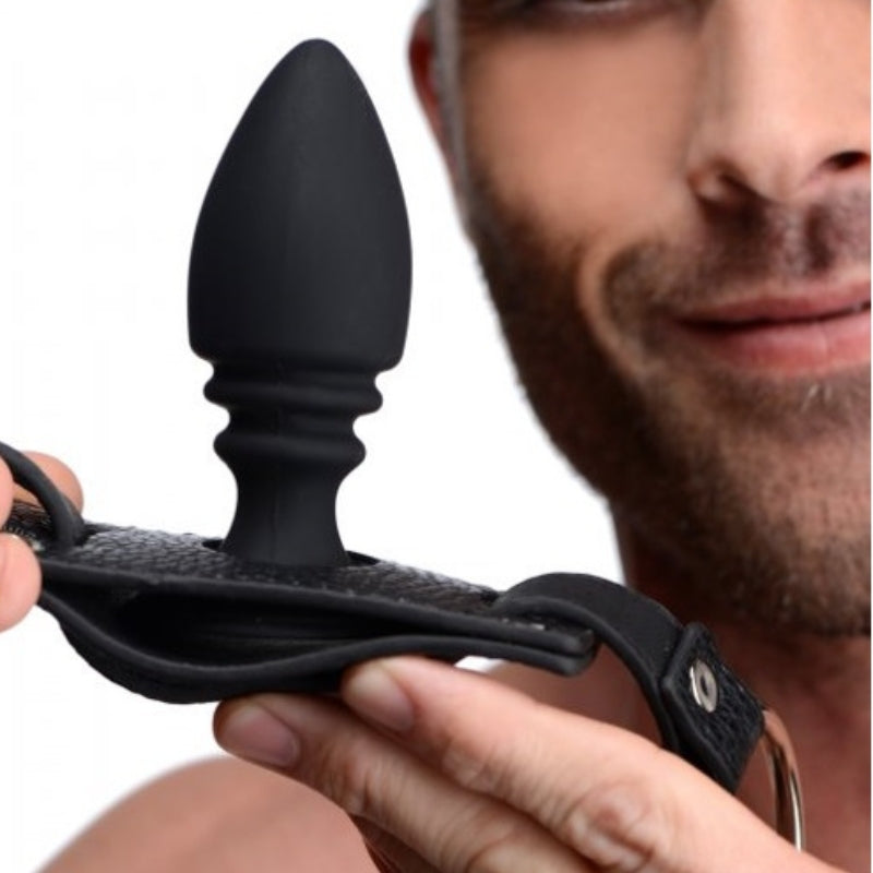 Strict Male Cock Ring Harness With Silicone Anal Plug