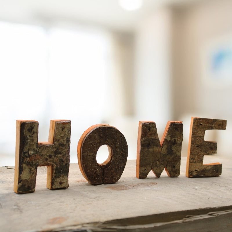 Rustic Bark Letters - HOME (4x3) - My Vitamin Shop