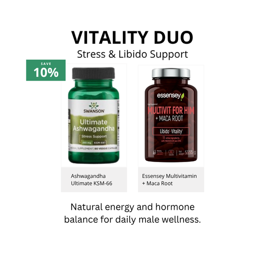 Vitality Duo – Ashwagandha + Maca Root for Energy, Stress & Libido